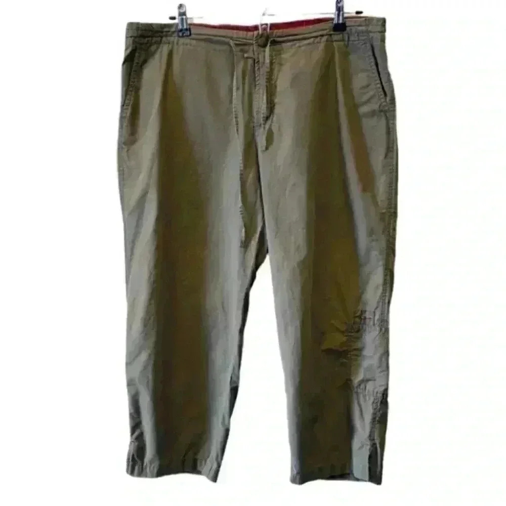 Columbia Khaki Green Cropped Capri Pants Hiking Size Large Petite